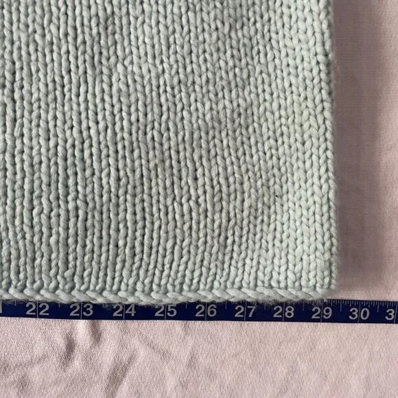 Handmade Womens Knit Cardigan With Floral Yoke Design Size M Pastel Mint Green & - Picture 2 of 8